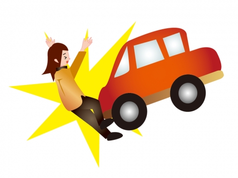 自動車と歩行者の交通事故のイラスト