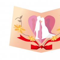 結婚祝のポップアップカードのイラスト