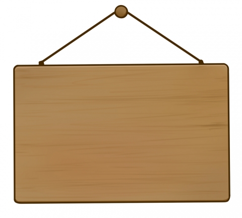 木製の掛け看板のイラスト