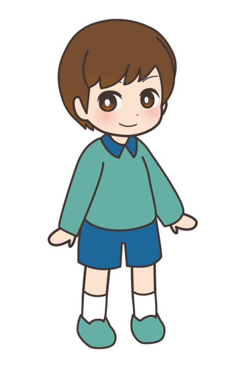 小学生の男の子が緑の服を着ているイラスト