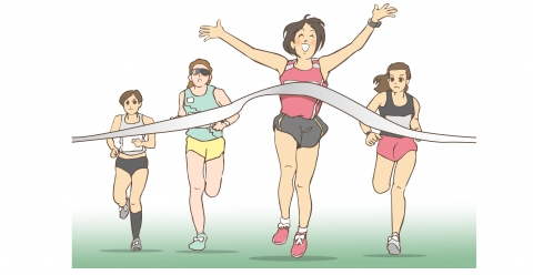 女性のマラソン選手のイラスト