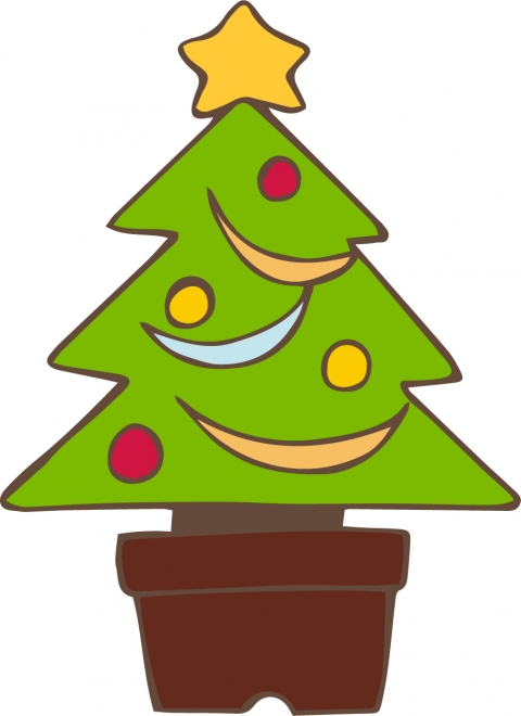 ざっくりとしたデザインのクリスマスツリーのイラスト