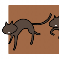 ２匹のこげ茶色の猫のイラスト