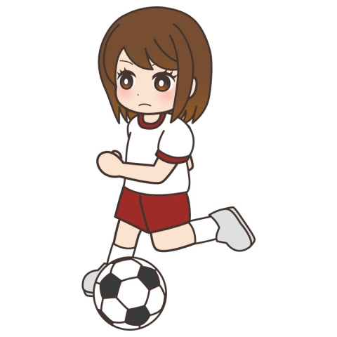 サッカーをする女の子のイラスト