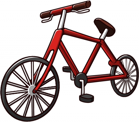 自転車の色が真っ赤なイラスト
