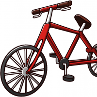 自転車の色が真っ赤なイラスト