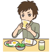食パンを食べる男性