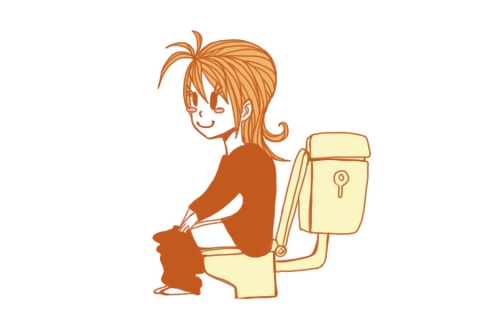 トイレに座っているときの女性のイラスト
