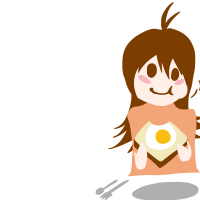 朝食を食べている女性のイラスト