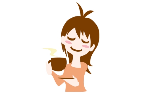 コーヒーを飲んでリラックスしている女性のイラスト 無料イラストのimt 商用ok 加工ok