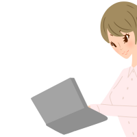 パソコンで打っている女性のイラスト