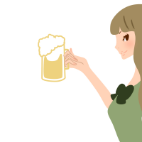 ビールを飲んでいる女性のイラスト