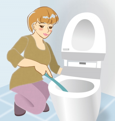 トイレ掃除を真剣にする女性のイラスト 無料イラストのimt 商用ok 加工ok