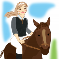 馬に乗っている女性のイラスト