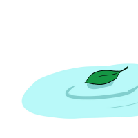 水面に浮かぶ木葉のイラスト