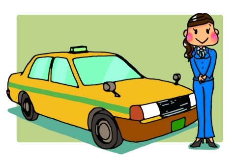 女性タクシードライバーのイラスト