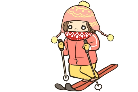 スキーをしている女性のイラスト