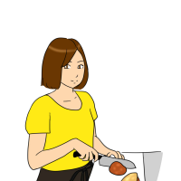 女性が料理をしているイラスト