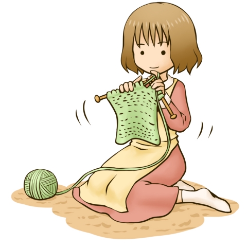 編み物をする女性のイラスト 無料イラストのimt 商用ok 加工ok