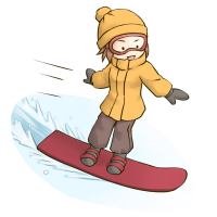 スノーボードを楽しんでいる女性のイラスト