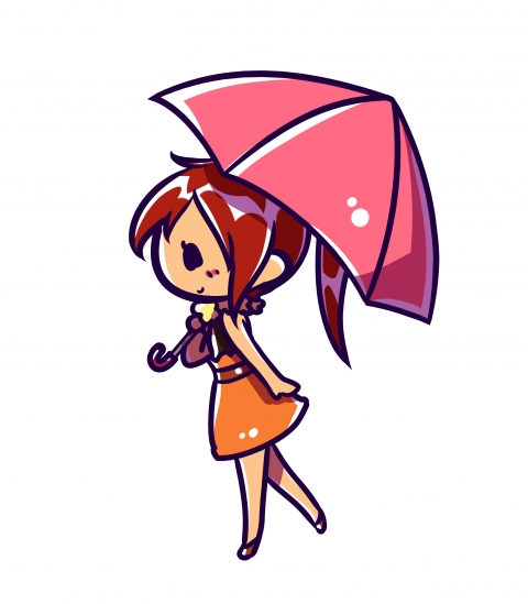 傘をさしているかわいらしい女性のイラスト