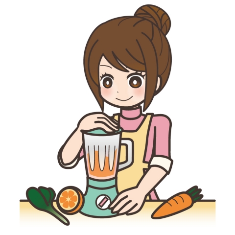 ジューサーで野菜ジュースを作る女性のイラスト 無料イラストのimt 商用ok 加工ok
