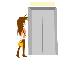 エレベーターを待っている女性のイラスト