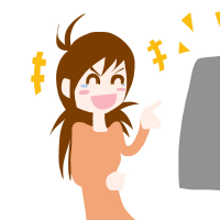 テレビを見て大爆笑している女性のイラスト