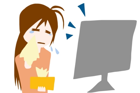 テレビを見て号泣している女性のイラスト 無料イラストのimt 商用ok 加工ok