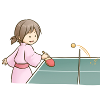 卓球をしている女性のイラスト