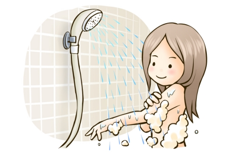 シャワーを浴びて体を洗っている女性のイラスト 無料イラストのimt 商用ok 加工ok