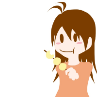 串団子を食べている若い女性のイラスト
