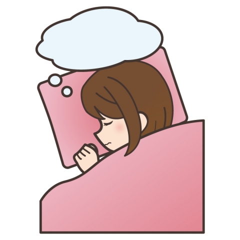寝言を言って横向きに寝ている女性のイラスト 無料イラストのimt