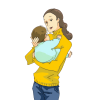 子どもを抱く女性のイラスト
