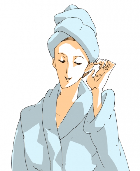 風呂上りに頭にタオルを巻いている大人な女性のイラスト