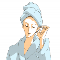 風呂上りに頭にタオルを巻いている大人な女性のイラスト