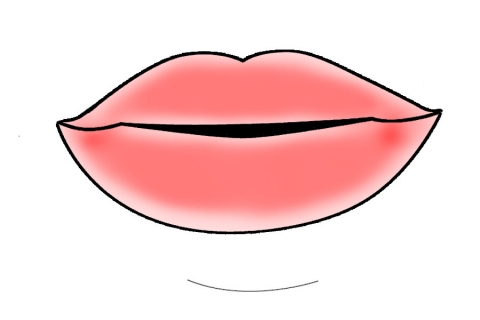 女性の唇のどアップのイラスト