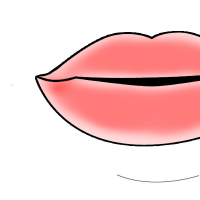 女性の唇のどアップのイラスト