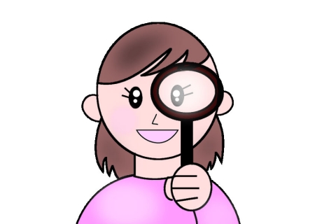 虫眼鏡を除いている女性のイラスト
