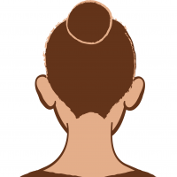 女性が髪をまとめた後頭部のイラスト