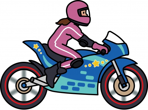 レース用のバイクを運転する女性のイラスト
