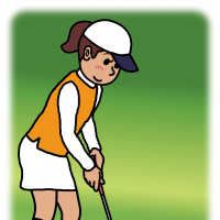 ゴルフをしている女性のイラスト