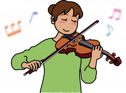 バイオリンを弾いている女性のイラスト