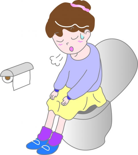 トイレに座ってため息をついているときの女性のイラスト 無料イラストのimt 商用ok 加工ok