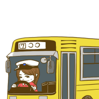 バスを運転している女性のイラスト