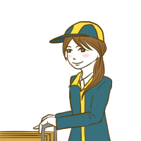 運送屋さんで働く制服を着た女性のイラスト