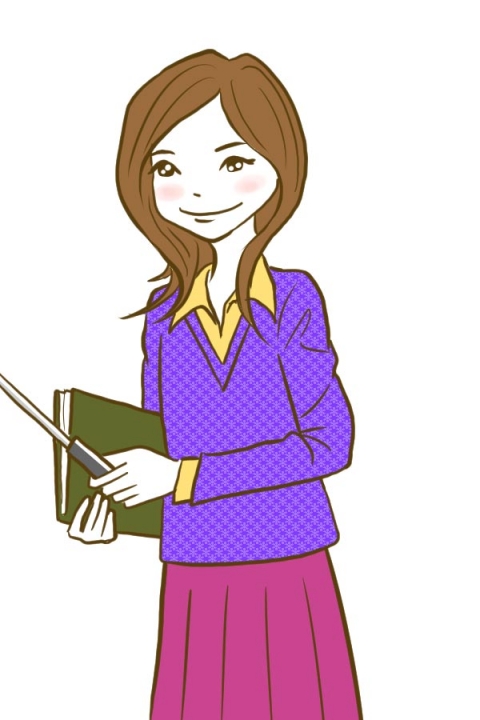 女教師が紫色の服を着ているイラスト 無料イラストのimt 商用ok 加工ok
