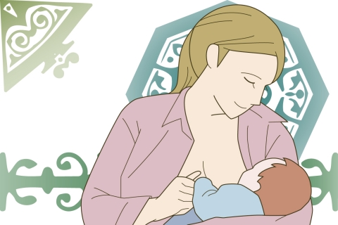 赤ちゃんにおっぱいをあげている女性のイラスト