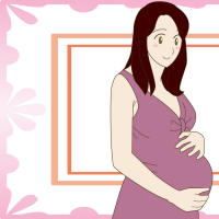 妊娠中のしあわせそうな女性のイラスト