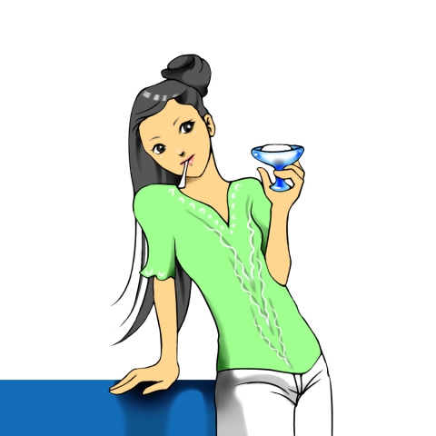 ヨーグルトを食べている女性のかっこいいイラスト 無料イラストのimt 商用ok 加工ok